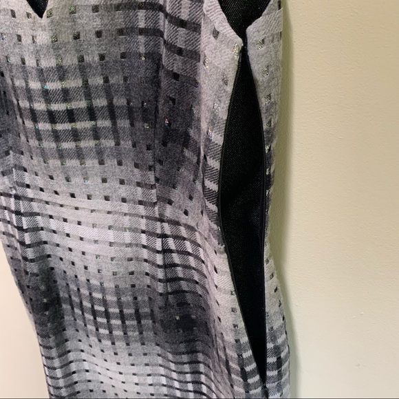 Marco de Vincenzo -- Gray Plaid Virgin Wool Over Metallic Lined Sheath Dress - Picture 9 of 15